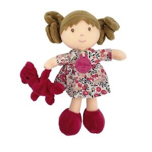 JOLIJOU‎ PARIS My First Doll With Bear Fuchsia Light Brown Hair 7 Inch Whimsical